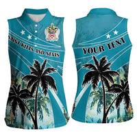 Personalized Saint Kitts and Nevis Coconut Palm Tree Women Sleeveless Polo Shirt - Wonder Print Shop
