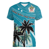 Personalized Saint Kitts and Nevis Coconut Palm Tree Women V-Neck T-Shirt - Wonder Print Shop
