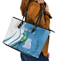 Personalized Guatemala Independence Day Leather Tote Bag Since 1821 With Quetzal Bird - Wonder Print Shop