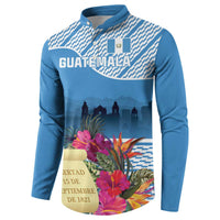 Personalized Guatemala Independence Day Button Sweatshirt With Tropical Flower - Wonder Print Shop