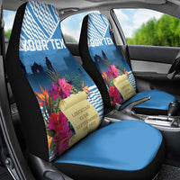 Personalized Guatemala Independence Day Car Seat Cover With Tropical Flower - Wonder Print Shop