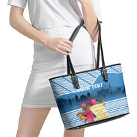 Personalized Guatemala Independence Day Leather Tote Bag With Tropical Flower - Wonder Print Shop