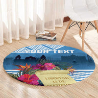 Personalized Guatemala Independence Day Round Carpet With Tropical Flower