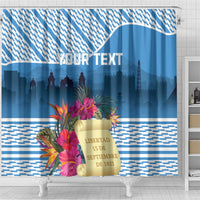 Personalized Guatemala Independence Day Shower Curtain With Tropical Flower