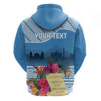 Personalized Guatemala Independence Day Zip Hoodie With Tropical Flower - Wonder Print Shop