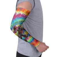 Custom Lithuania Basketball Skeleton 1992 Arm Sleeves Tie Dye Pattern - Wonder Print Shop