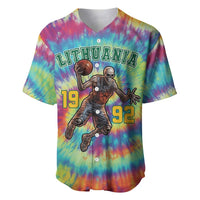Custom Lithuania Basketball Skeleton 1992 Baseball Jersey Tie Dye Pattern - Wonder Print Shop