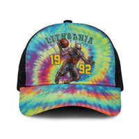 Lithuania Basketball Skeleton 1992 Baseball Net Cap Tie Dye Pattern - Wonder Print Shop