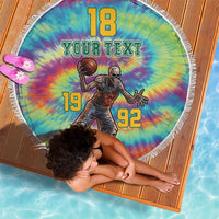 Custom Lithuania Basketball Skeleton 1992 Beach Blanket Tie Dye Pattern - Wonder Print Shop