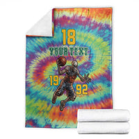 Custom Lithuania Basketball Skeleton 1992 Blanket Tie Dye Pattern - Wonder Print Shop