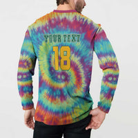 Custom Lithuania Basketball Skeleton 1992 Button Sweatshirt Tie Dye Pattern - Wonder Print Shop