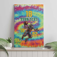 Custom Lithuania Basketball Skeleton 1992 Canvas Wall Art Tie Dye Pattern - Wonder Print Shop