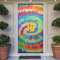 Custom Lithuania Basketball Skeleton 1992 Door Cover Tie Dye Pattern - Wonder Print Shop