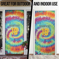 Custom Lithuania Basketball Skeleton 1992 Door Cover Tie Dye Pattern - Wonder Print Shop