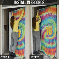 Custom Lithuania Basketball Skeleton 1992 Door Cover Tie Dye Pattern - Wonder Print Shop