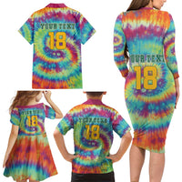 Custom Lithuania Basketball Skeleton 1992 Family Matching Long Sleeve Bodycon Dress and Hawaiian Shirt Tie Dye Pattern - Wonder Print Shop