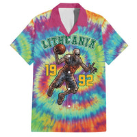 Custom Lithuania Basketball Skeleton 1992 Family Matching Long Sleeve Bodycon Dress and Hawaiian Shirt Tie Dye Pattern - Wonder Print Shop