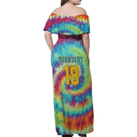 Custom Lithuania Basketball Skeleton 1992 Family Matching Off Shoulder Maxi Dress and Hawaiian Shirt Tie Dye Pattern - Wonder Print Shop