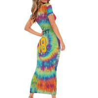 Custom Lithuania Basketball Skeleton 1992 Family Matching Short Sleeve Bodycon Dress and Hawaiian Shirt Tie Dye Pattern - Wonder Print Shop