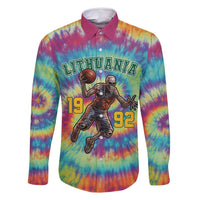 Custom Lithuania Basketball Skeleton 1992 Family Matching Summer Maxi Dress and Hawaiian Shirt Tie Dye Pattern - Wonder Print Shop