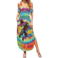 Custom Lithuania Basketball Skeleton 1992 Family Matching Summer Maxi Dress and Hawaiian Shirt Tie Dye Pattern - Wonder Print Shop