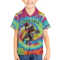 Custom Lithuania Basketball Skeleton 1992 Family Matching Tank Maxi Dress and Hawaiian Shirt Tie Dye Pattern - Wonder Print Shop