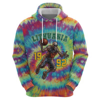 Custom Lithuania Basketball Skeleton 1992 Hoodie Tie Dye Pattern - Wonder Print Shop