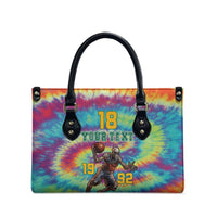 Custom Lithuania Basketball Skeleton 1992 Leather Bag Tie Dye Pattern - Wonder Print Shop