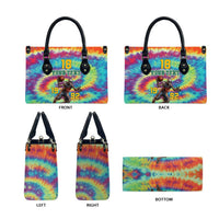 Custom Lithuania Basketball Skeleton 1992 Leather Bag Tie Dye Pattern - Wonder Print Shop