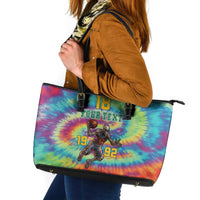 Custom Lithuania Basketball Skeleton 1992 Leather Tote Bag Tie Dye Pattern - Wonder Print Shop