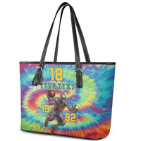 Custom Lithuania Basketball Skeleton 1992 Leather Tote Bag Tie Dye Pattern - Wonder Print Shop