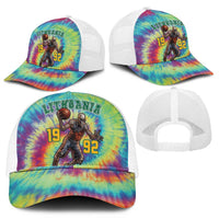 Lithuania Basketball Skeleton 1992 Mesh Trucker Cap Tie Dye Pattern - Wonder Print Shop