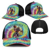 Lithuania Basketball Skeleton 1992 Mesh Trucker Cap Tie Dye Pattern - Wonder Print Shop