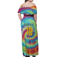 Custom Lithuania Basketball Skeleton 1992 Off Shoulder Maxi Dress Tie Dye Pattern - Wonder Print Shop
