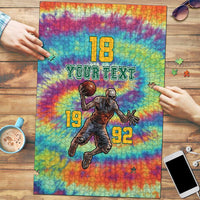 Custom Lithuania Basketball Skeleton 1992 Puzzle Tie Dye Pattern - Wonder Print Shop