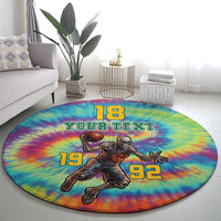Custom Lithuania Basketball Skeleton 1992 Round Carpet Tie Dye Pattern - Wonder Print Shop