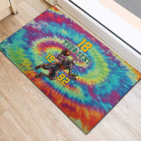 Custom Lithuania Basketball Skeleton 1992 Rubber Doormat Tie Dye Pattern - Wonder Print Shop