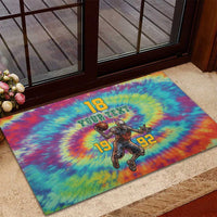Custom Lithuania Basketball Skeleton 1992 Rubber Doormat Tie Dye Pattern - Wonder Print Shop