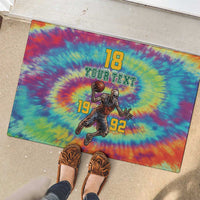 Custom Lithuania Basketball Skeleton 1992 Rubber Doormat Tie Dye Pattern - Wonder Print Shop