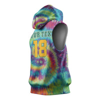 Custom Lithuania Basketball Skeleton 1992 Sleeveless Hoodie Tie Dye Pattern - Wonder Print Shop