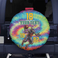 Custom Lithuania Basketball Skeleton 1992 Spare Tire Cover Tie Dye Pattern - Wonder Print Shop