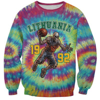 Custom Lithuania Basketball Skeleton 1992 Sweatshirt Tie Dye Pattern - Wonder Print Shop