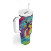 Custom Lithuania Basketball Skeleton 1992 Tumbler With Handle Tie Dye Pattern - Wonder Print Shop