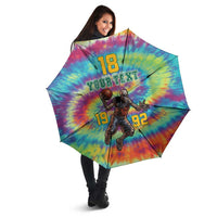 Custom Lithuania Basketball Skeleton 1992 Umbrella Tie Dye Pattern - Wonder Print Shop