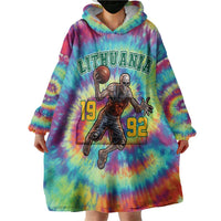 Custom Lithuania Basketball Skeleton 1992 Wearable Blanket Hoodie Tie Dye Pattern - Wonder Print Shop