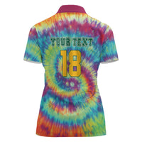 Custom Lithuania Basketball Skeleton 1992 Women Polo Shirt Tie Dye Pattern - Wonder Print Shop