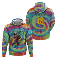 Custom Lithuania Basketball Skeleton 1992 Zip Hoodie Tie Dye Pattern - Wonder Print Shop