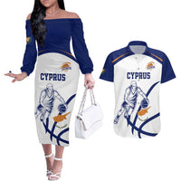 Cyprus Basketball Custom Couples Matching Off The Shoulder Long Sleeve Dress and Hawaiian Shirt Go Champion - Wonder Print Shop