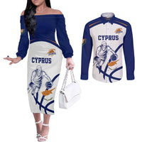 Cyprus Basketball Custom Couples Matching Off The Shoulder Long Sleeve Dress and Long Sleeve Button Shirt Go Champion - Wonder Print Shop