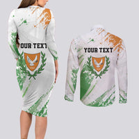 Custom Cyprus Couples Matching Long Sleeve Bodycon Dress and Long Sleeve Button Shirt Sporty Style - Wonder Print Shop